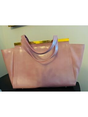 Alberta Di Canio Blush Pink Tote with Gold Accent
